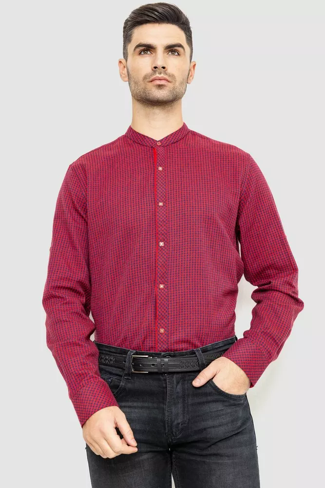 Купить Рубашка мужская в клетку байковая, цвет красно-синий, 214R99-34-022 оптом - Фото №1