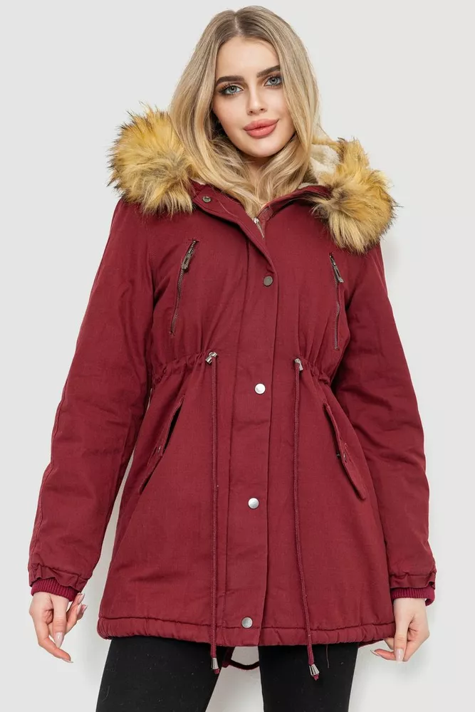 Купити Парка жіноча зимова, колір бордовий, 244R6912 оптом - Фото №1