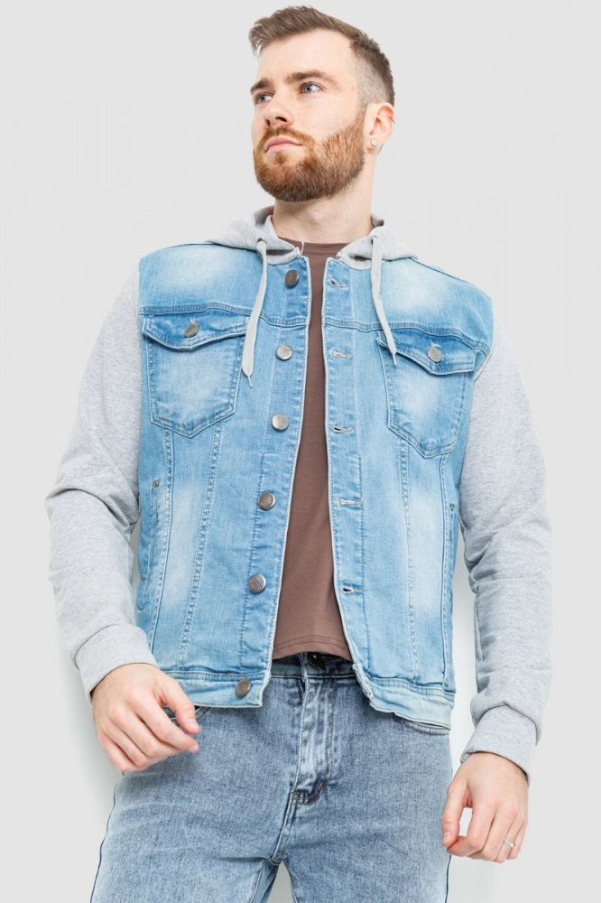 Купити Джинсова куртка чоловіча, колір блакитний, 157R2018 - Фото №1