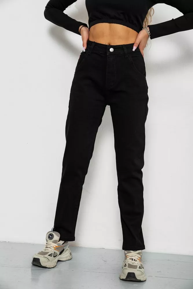 Купити Джинси жіночі стрейч, колір чорний, 182R6025 оптом - Фото №1