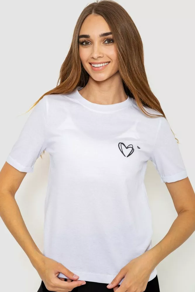 Купити Жіноча футболка з принтом, колір білий, 241R122 - Фото №1