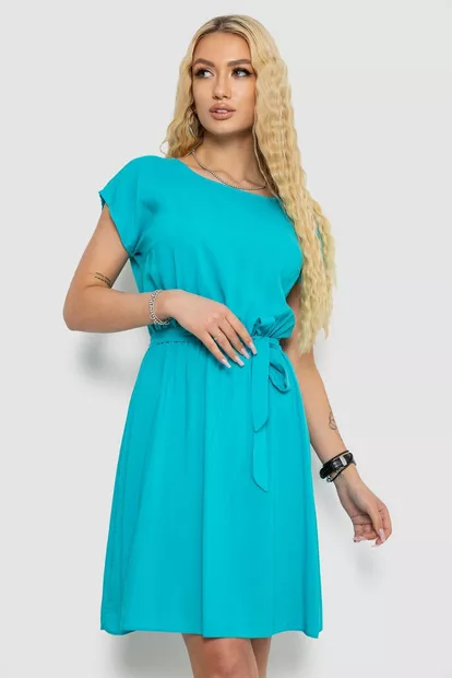 Платье однотонное  -уценка, цвет бирюзовый, 214R0225-U-6