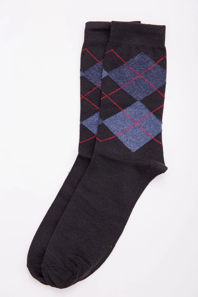 Купити Чорно-сині чоловічі шкарпетки з ромбами 131R137289 - Фото №1