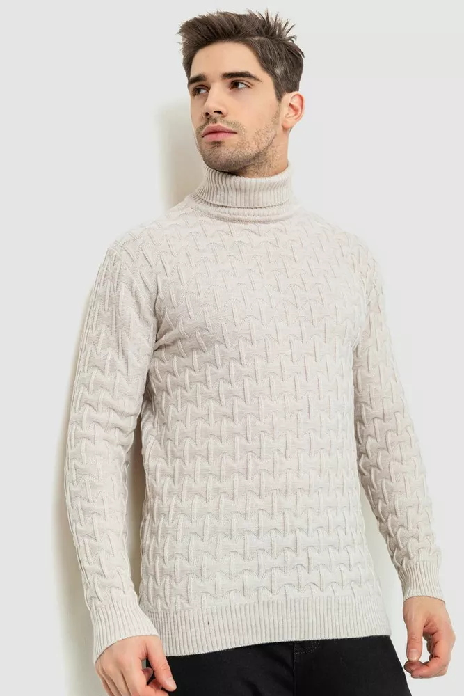 Купить Гольф-свитер мужской, цвет светло-бежевый, 161R619 оптом - Фото №1