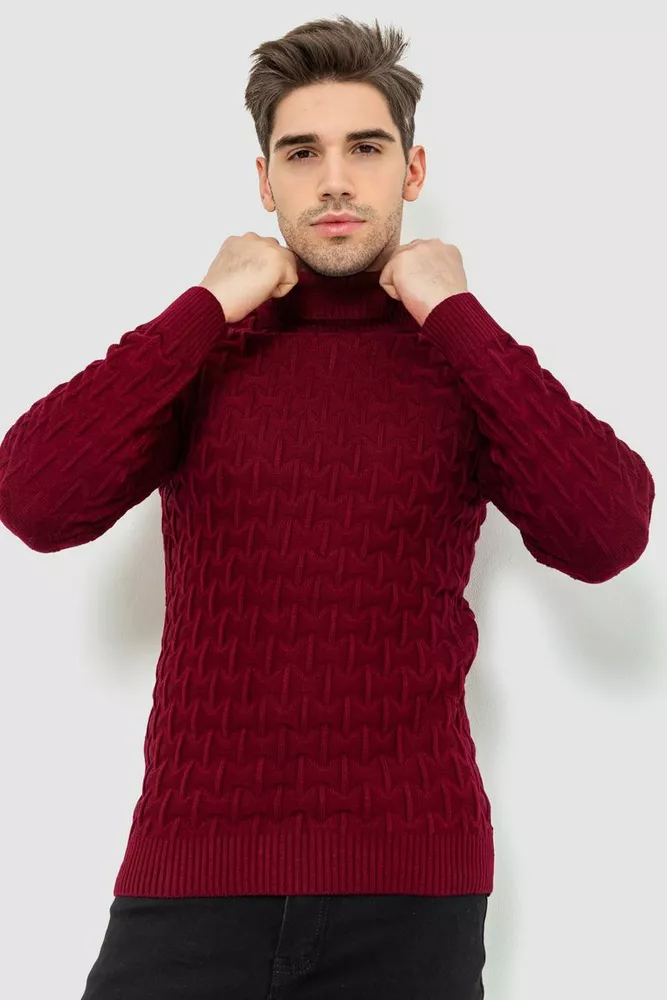 Купить Гольф-свитер мужской, цвет бордовый, 161R619 оптом - Фото №1