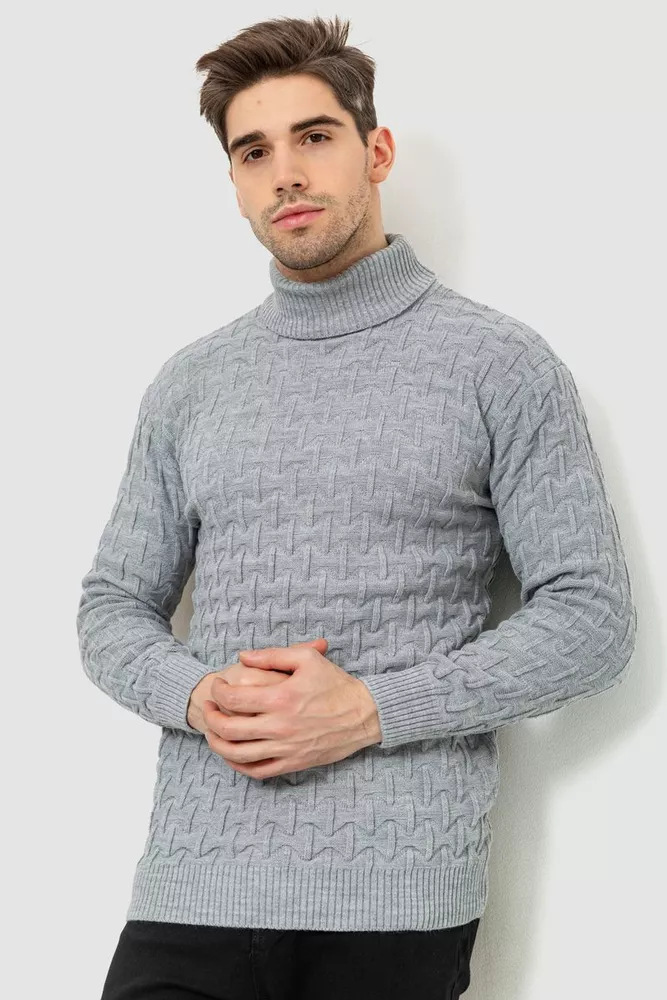 Купити Гольф-светр чоловічий, колір світло-сірий, 161R619 оптом - Фото №1