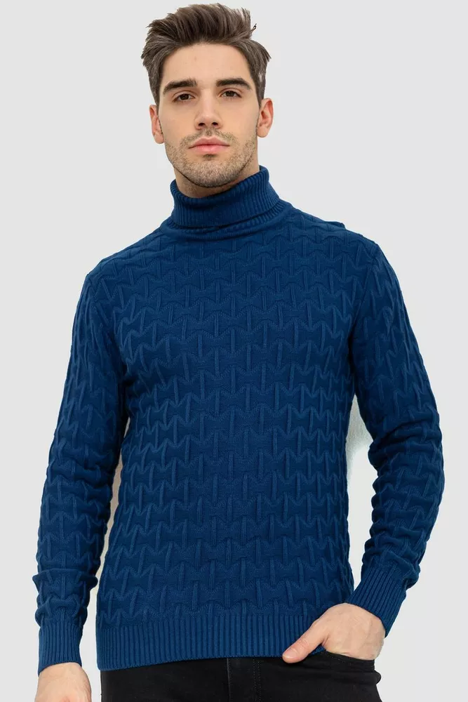 Купити Гольф-светр чоловічий, колір синій, 161R619 - Фото №1