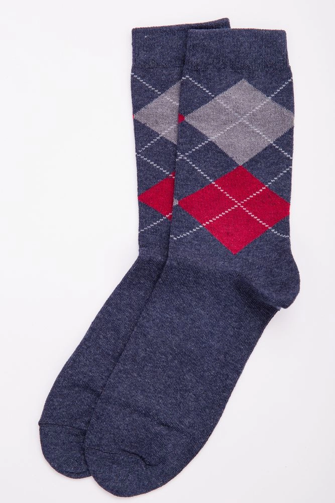 Купити Сині чоловічі шкарпетки з ромбами 131R137289 - Фото №1