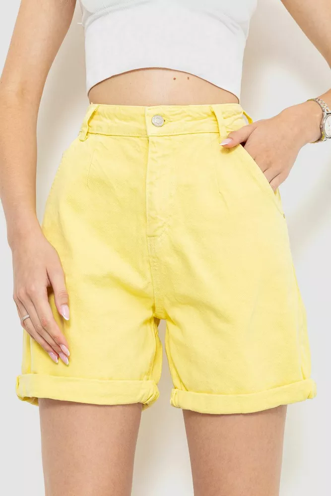 Купити Джинсові шорти жіночі, колір жовтий, 214R1035 оптом - Фото №1
