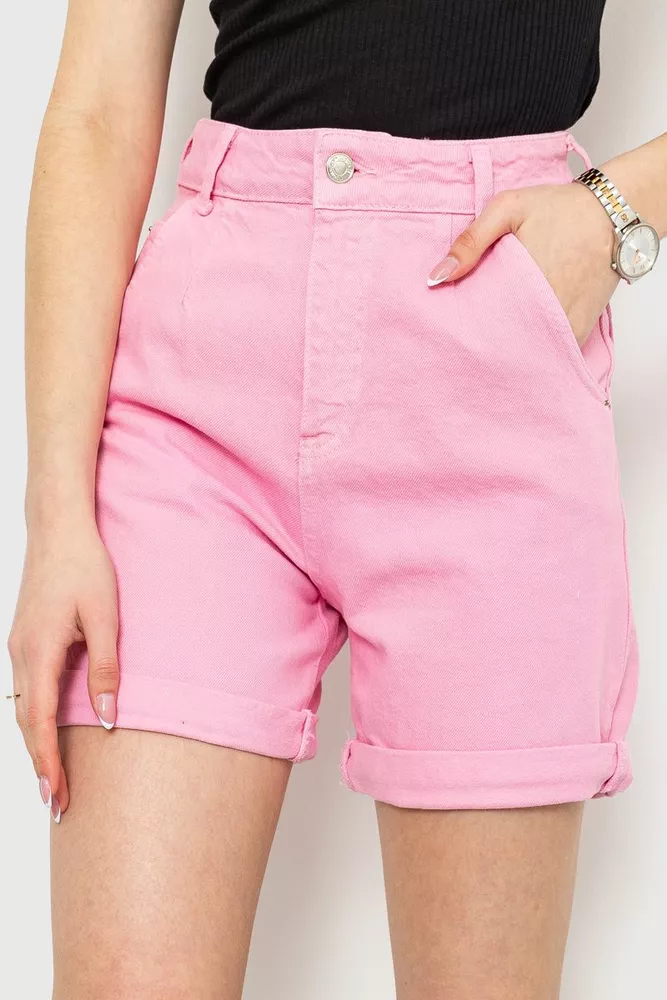 Купить Джинсовые женские шорты, цвет розовый, 214R1035 оптом - Фото №1