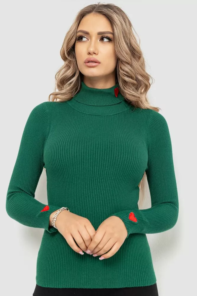 Купити Гольф жіночий однотонний, колір зелений, 204R052 - Фото №1