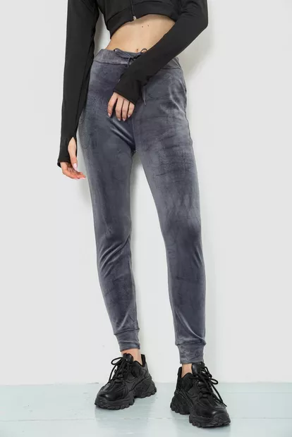 Спорт штаны женские велюровые, цвет серый, 244R5571