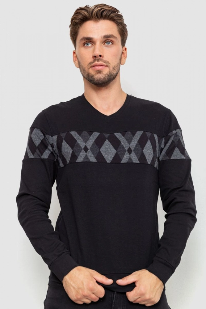 Купить Пуловер мужской, цвет черно-серый, 235R22232 - Фото №1