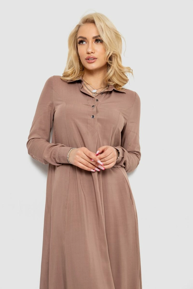 Купити Сукня однотонна  -уцінка, колір мокко, 244R820-10-U - Фото №2