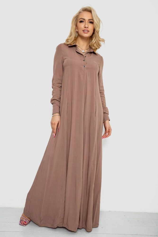 Купити Сукня однотонна  -уцінка, колір мокко, 244R820-10-U - Фото №1