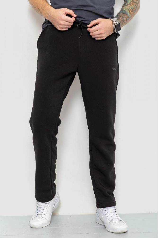 Купити Спорт чоловічі штани на флісі, колір чорний, 129R1630 - Фото №1