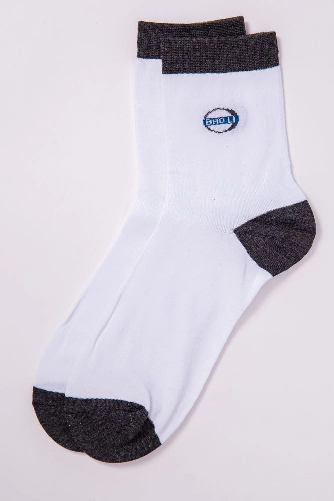 Купити Чоловічі шкарпетки біло-сірого кольору середньої довжини 151R20-1-10 оптом - Фото №1