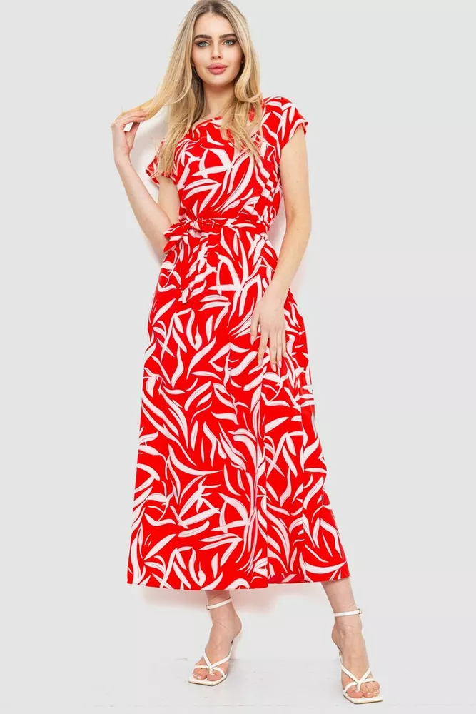 Купити Сукня з принтом, колір червоно-білий, 214R055-5 - Фото №1