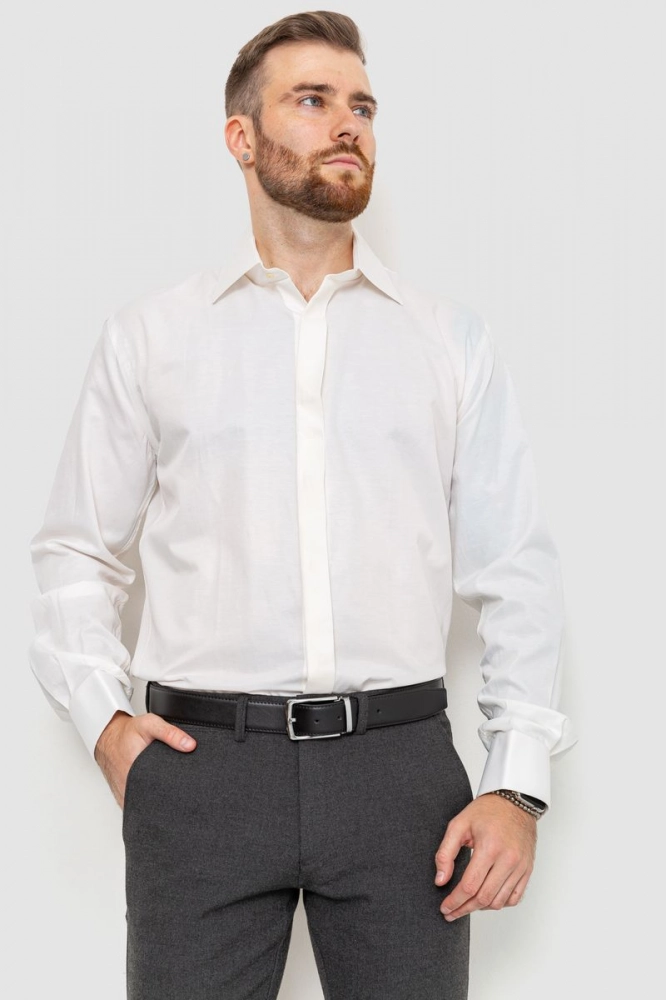 Купить Рубашка мужская нарядная, цвет молочный, 201R121 оптом - Фото №1