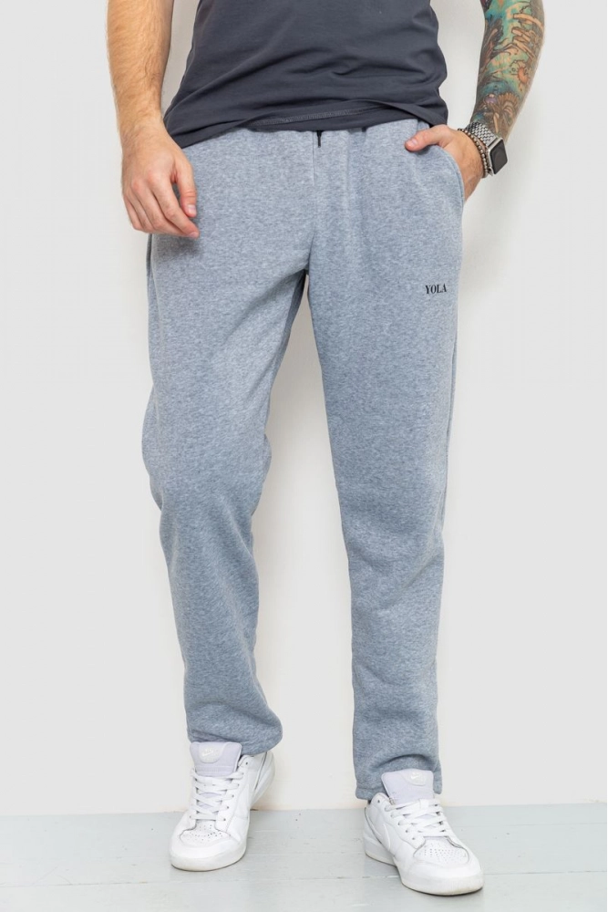 Купить Спорт штаны мужские на флисе, цвет светло-серый, 129R1630 - Фото №1