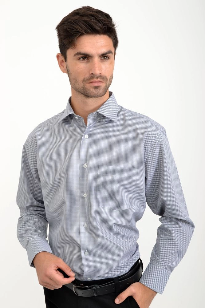 Купить Рубашка мужская классическая, нарядная, цвет серо-белый, 5#LS - Фото №1