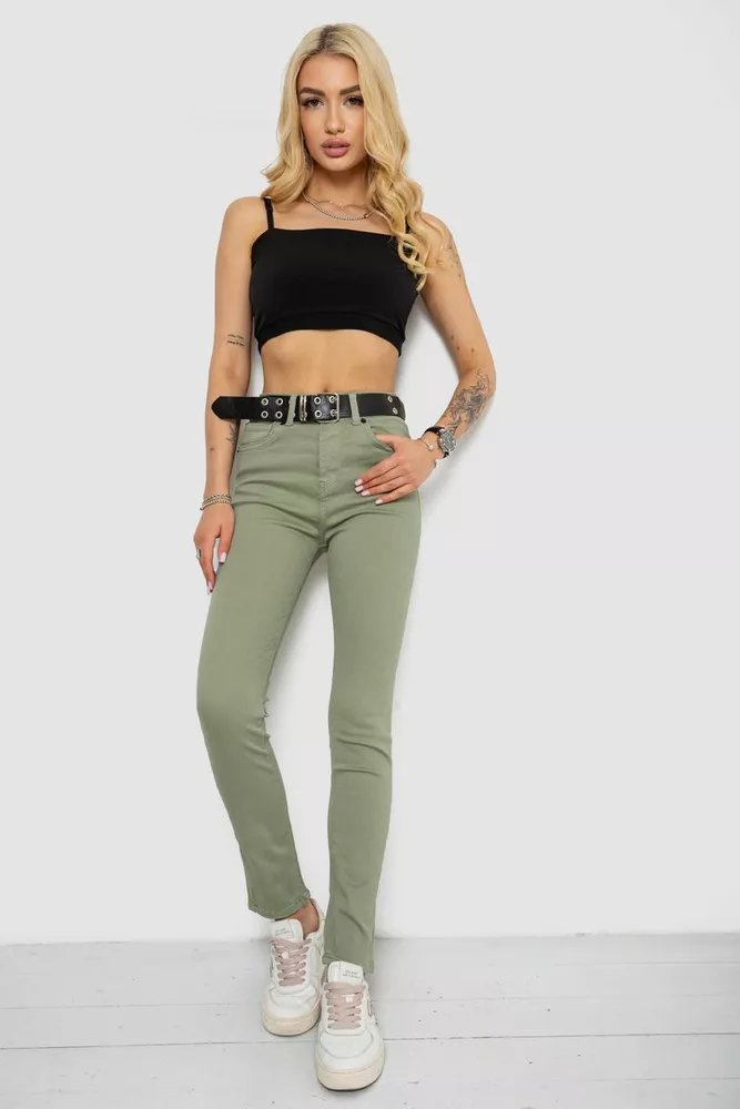 Купити Джинси жіночі Skinny Американки, колір оливковий, 182R00252 оптом - Фото №2