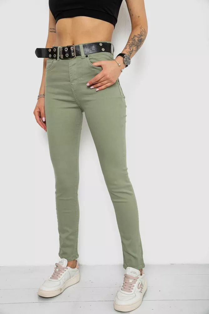 Купити Джинси жіночі Skinny Американки, колір оливковий, 182R00252 оптом - Фото №3