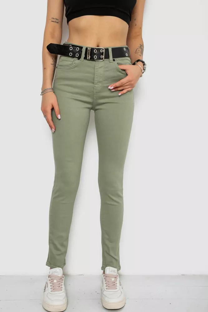 Купити Джинси жіночі Skinny Американки, колір оливковий, 182R00252 оптом - Фото №1