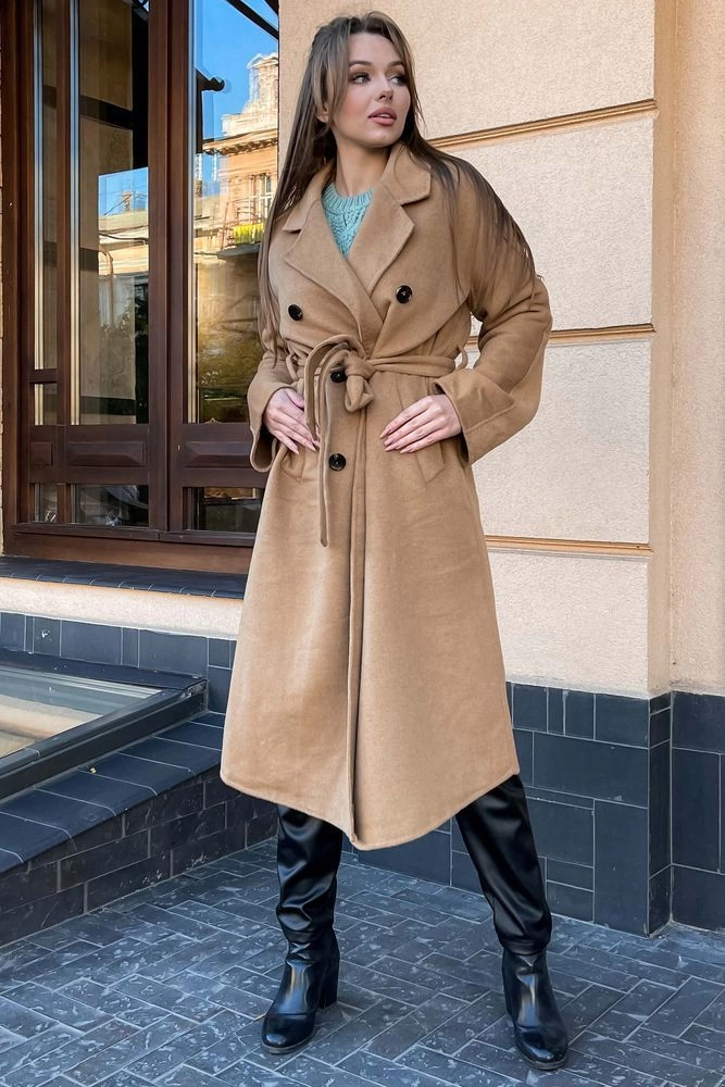 Купить Пальто женское кашемировое, цвет темно-бежевый, 189R001 оптом - Фото №1