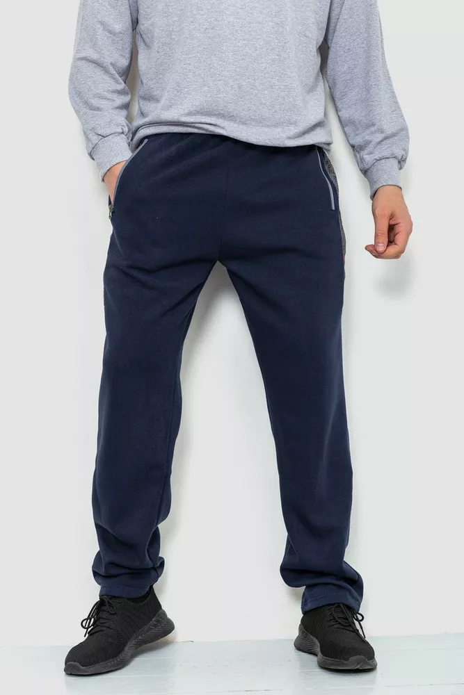 Купить Спорт штаны мужские на флисе, цвет темно-синий, 244R41153 - Фото №1
