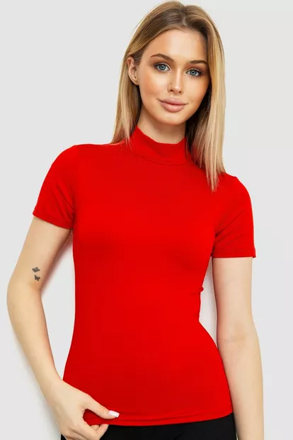 Гольф жіночий з коротким рукавом, колір червоний, 186R104
