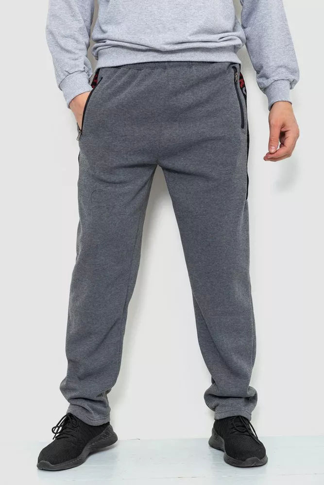 Купить Спорт штаны мужские на флисе, цвет серый, 244R41153 оптом - Фото №1