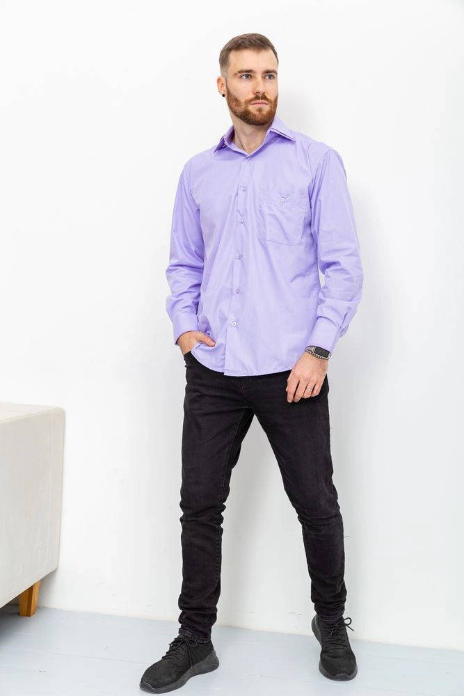 Купить Рубашка мужская в полоску, цвет сиреневый, 131R151014 - Фото №1