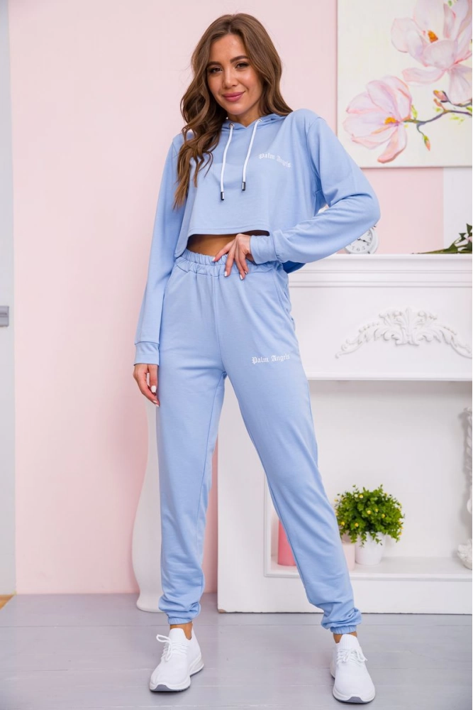 Купити Жіночий костюм штани + худі блакитного кольору 153R2147 - Фото №1