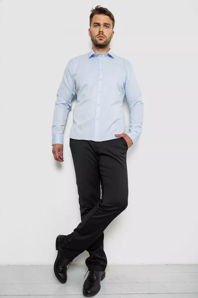 Купить Рубашка мужская однотонная, цвет голубой, 214R816 - Фото №2