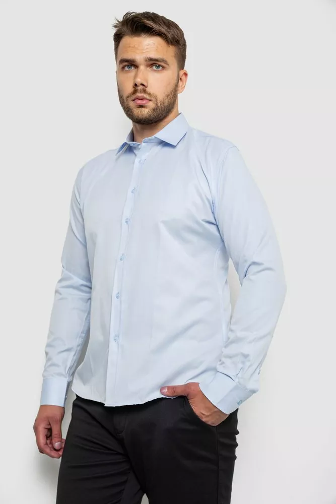 Купить Рубашка мужская однотонная, цвет голубой, 214R816 - Фото №3