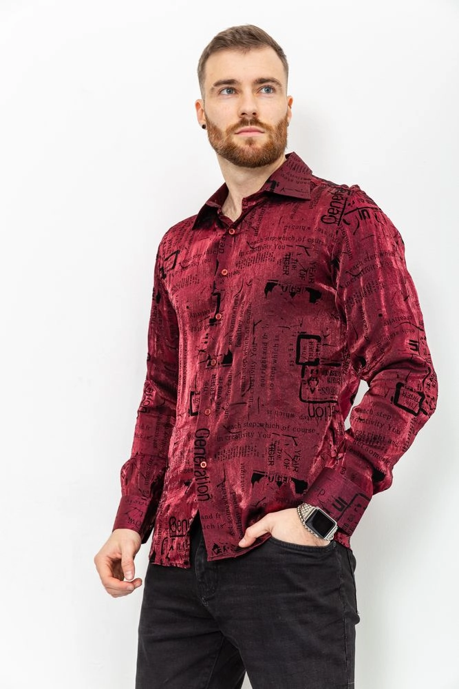 Купить Рубашка мужская, цвет бордово-черный, 131R151020 - Фото №1
