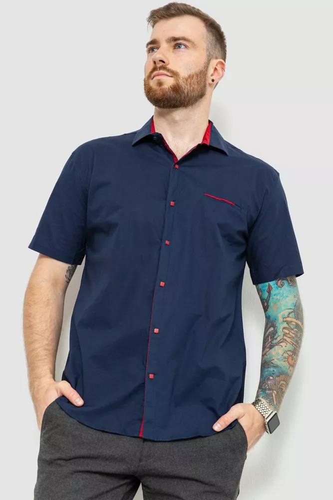 Купить Рубашка мужская классическая, цвет темно-синий, 214R7115 оптом - Фото №1