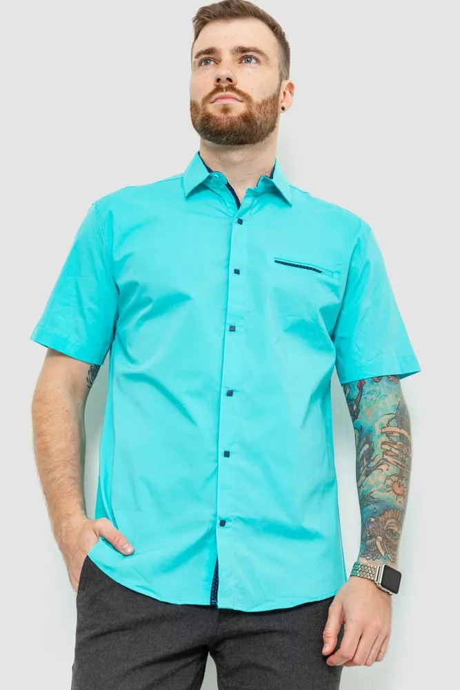 Купить Рубашка мужская классическая, цвет бирюзовый, 214R7115 оптом - Фото №1