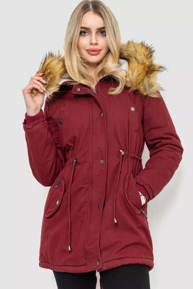 Купити Парка жіноча зимова, колір бордовий, 244R6903 оптом - Фото №1