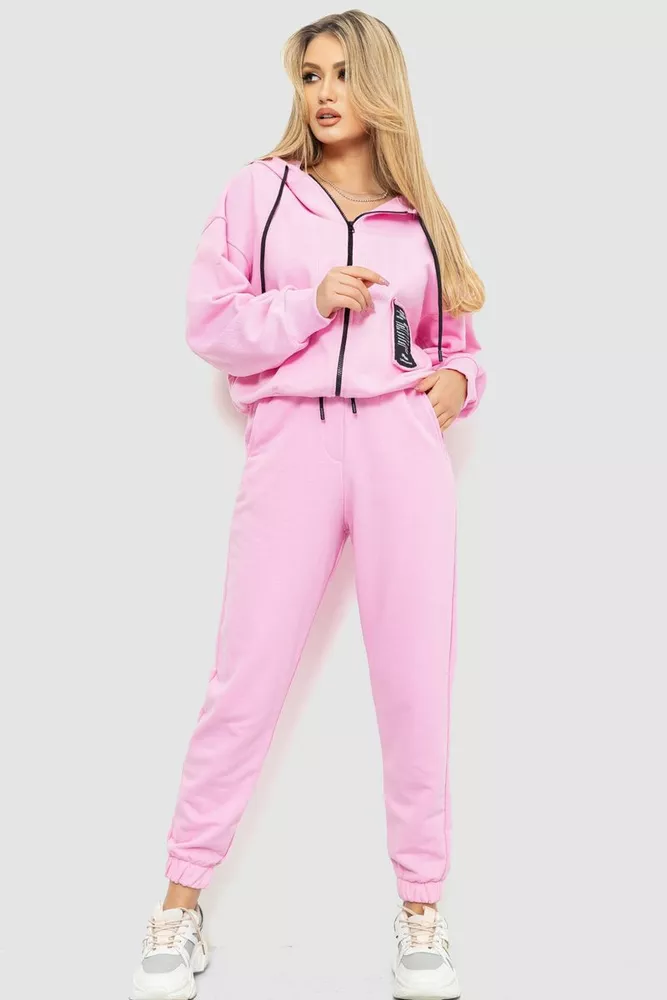 Купити Спорт костюм жіночий на флісі 115R0487, колір рожевий, 115R0513 оптом - Фото №1