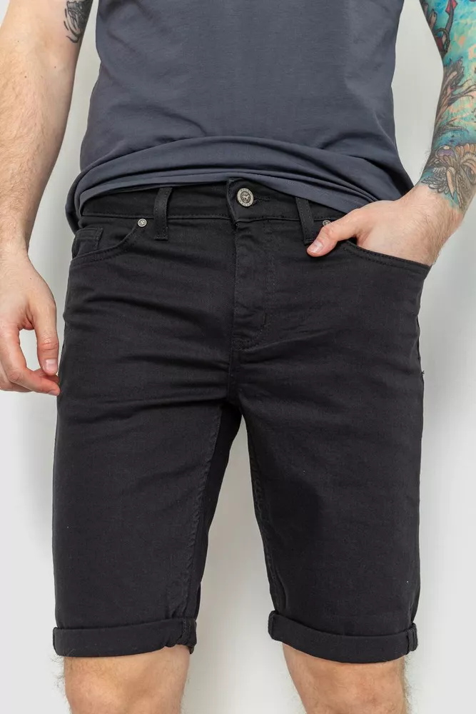 Купить Шорты мужские джинсовые, цвет черный, 186R001 - Фото №1