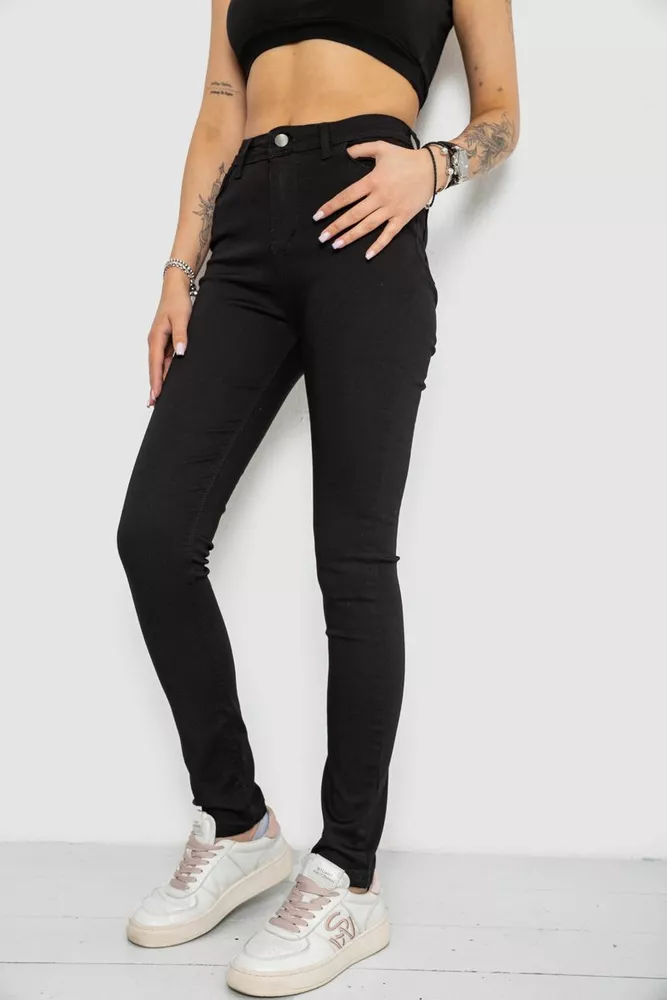 Купити Джинси жіночі Skinny стрейч, колір чорний, 182R9676 - Фото №3