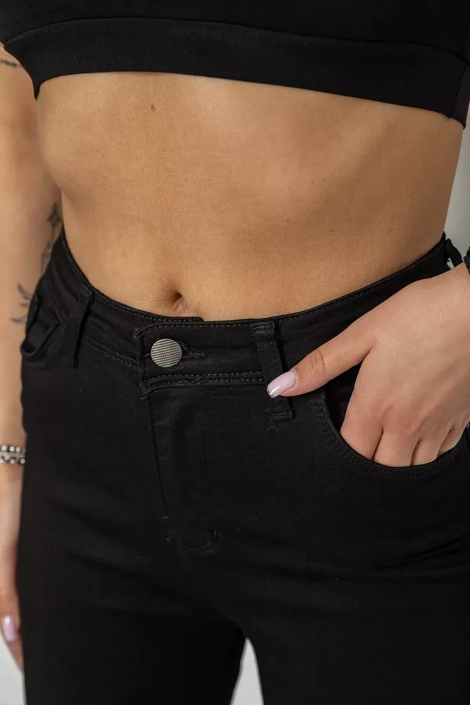 Купити Джинси жіночі Skinny стрейч, колір чорний, 182R9676 - Фото №5
