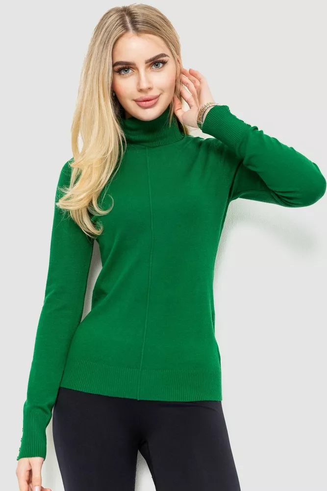 Купити Гольф жіночий однотонний базовий, колір зелений, 214R8051 - Фото №1
