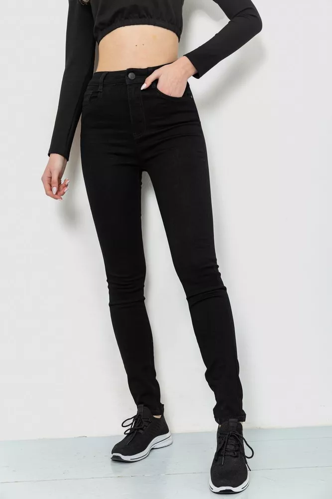 Купити Джинси жіночі стрейч, колір чорний, 214R1431 - Фото №1