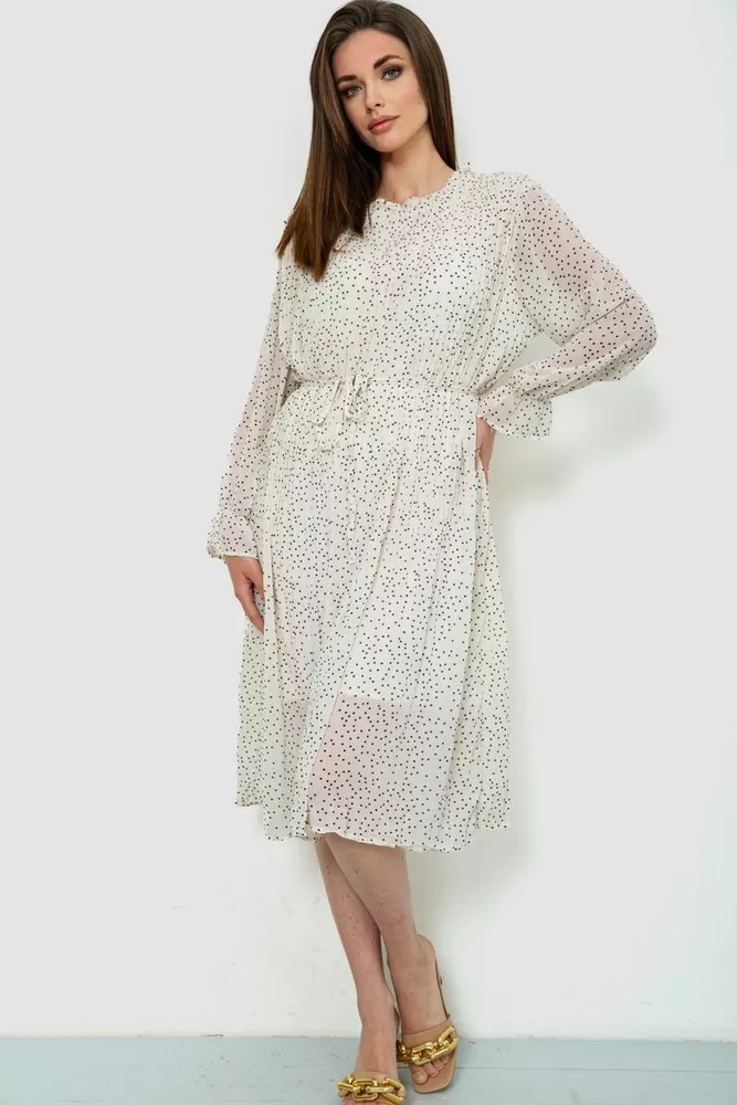 Купити Сукня вільного крою шифонова, колір молочний, 204R721 - Фото №1