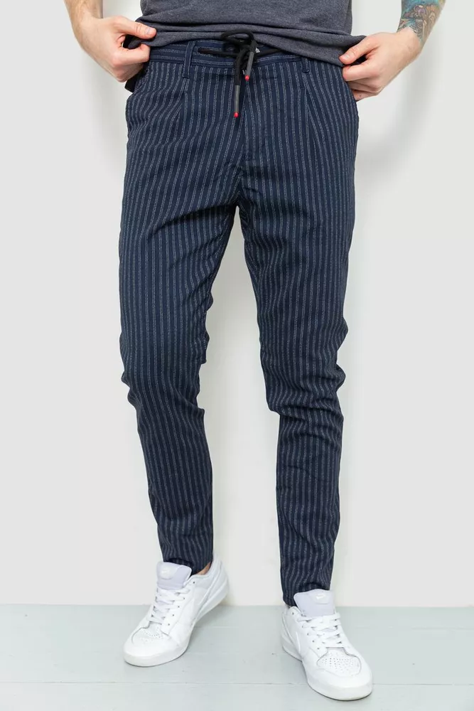 Купити Чоловічі штани в смужку, колір синій, 157R2008-1 - Фото №1