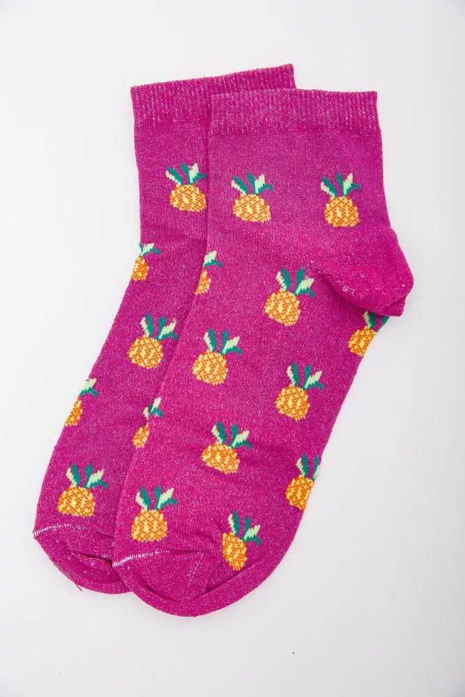 Купити Жіночі шкарпетки, кольору фуксії з принтом, 167R362 оптом - Фото №1