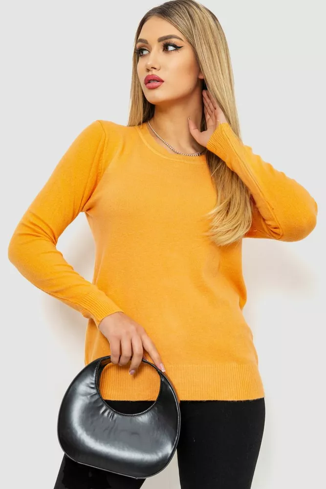 Купити Кофта жіноча однотонна повсякденна, колір світло-помаранчевий, 244R2033 - Фото №1
